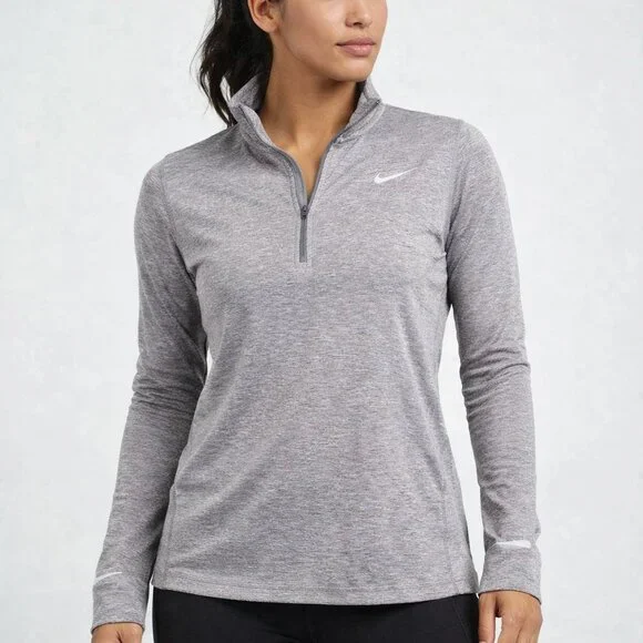 Nike Women’s Medium Dri-FIT ½ Zip Running Top Gray Long Sleeve Reflective - Picture 1 of 16
